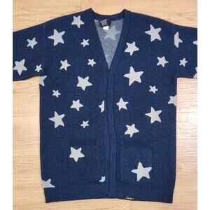 Coraline Open-Front Cardigan Sweater S/M Blue Star Oversized Acrylic Laikia 2021